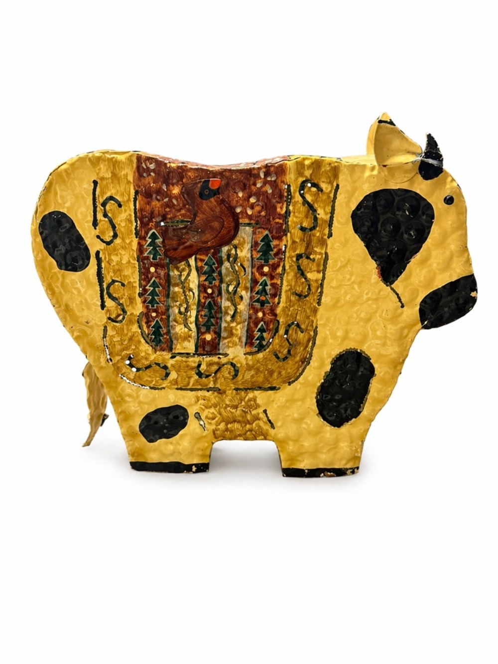 Bramble- Handcrafted Metal Cow Figurine with Black Spots Tea Light